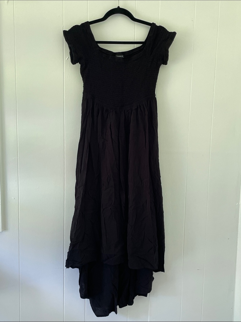 torrid Black High-Low Maxi Dress with Smocked Bodice